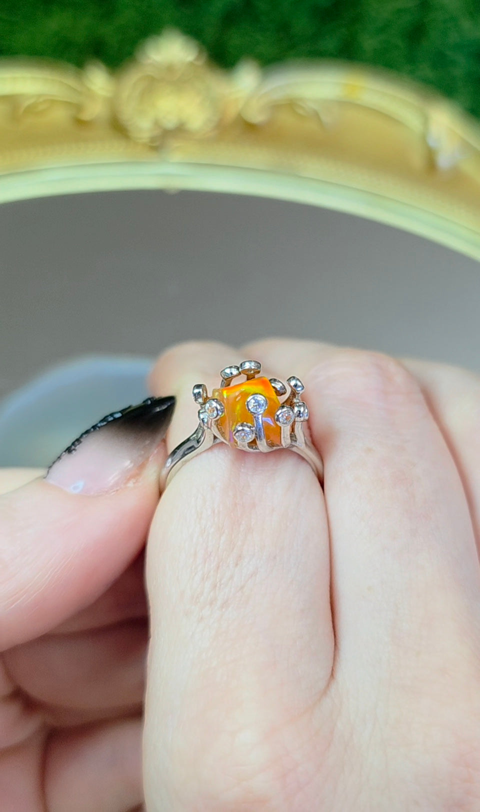 Orange Fire Opal Freeform Ring