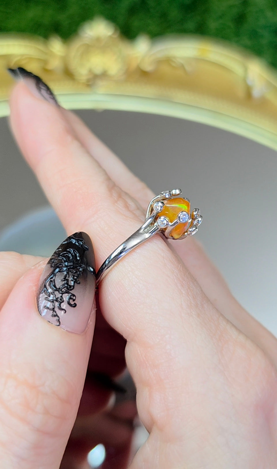 Orange Fire Opal Freeform Ring