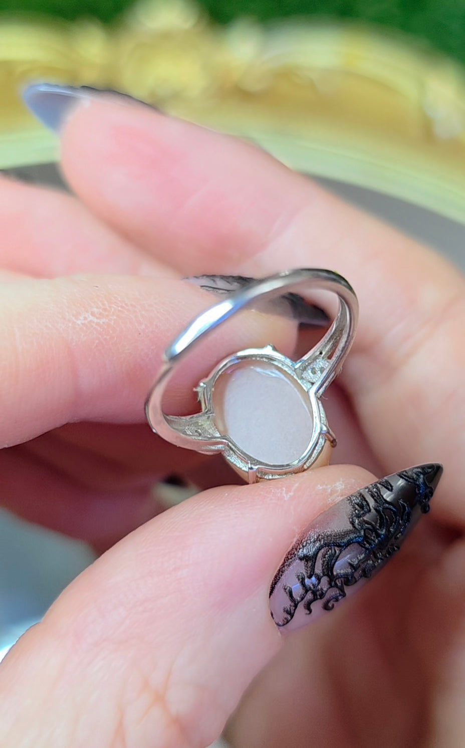 Oval Peach Moonstone Ring B