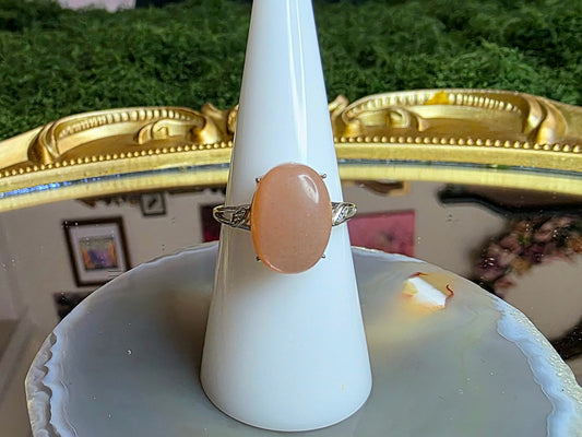 Oval Peach Moonstone Ring B