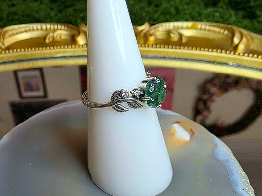 Blue Water Jadeite Clover Ring B