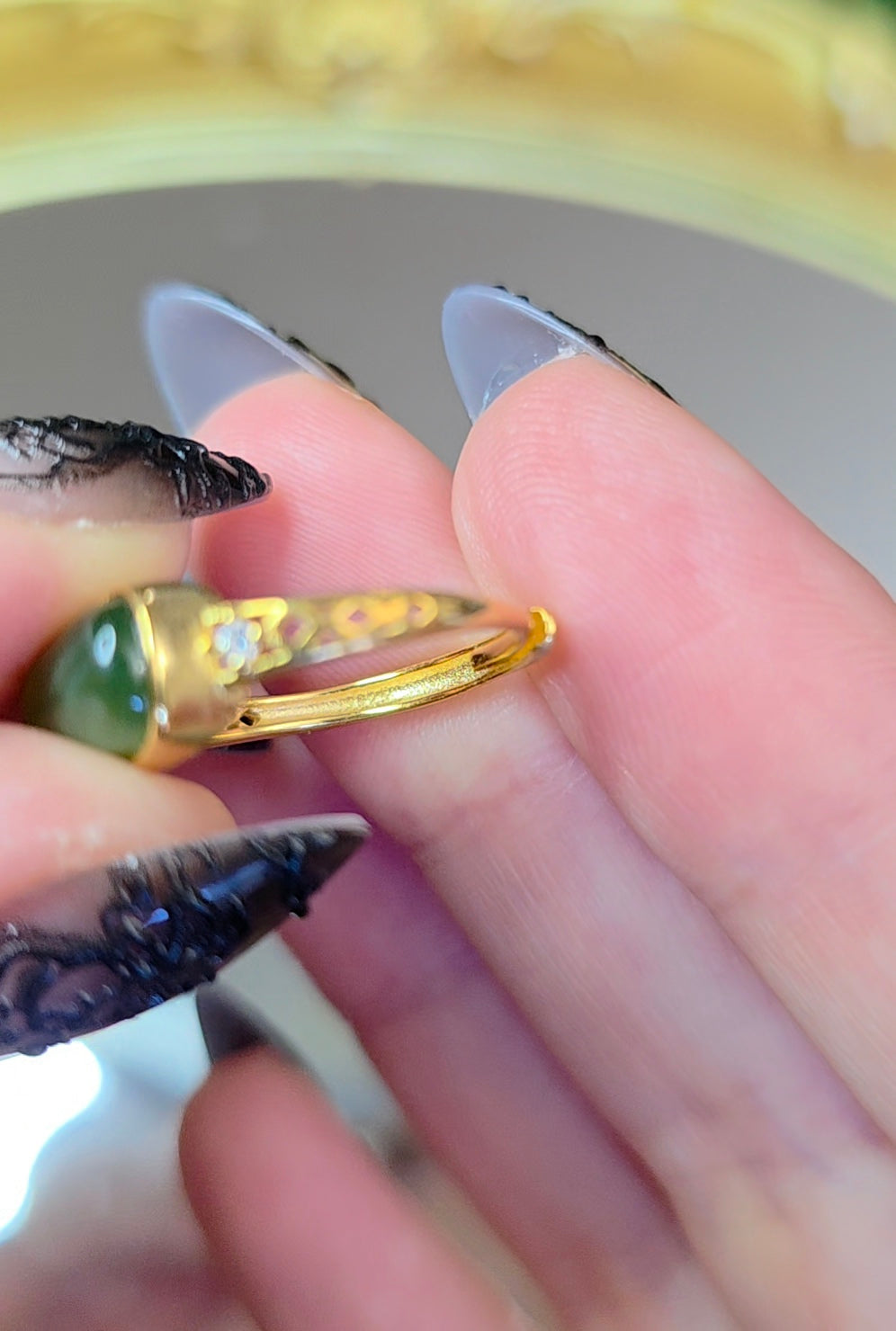 Green Jadeite Saddle Ring