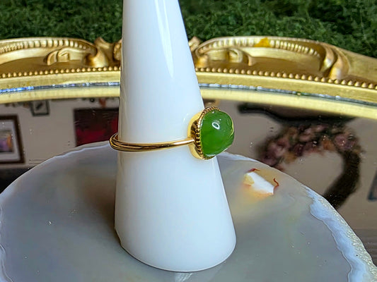 Green Jadeite Cushion Ring