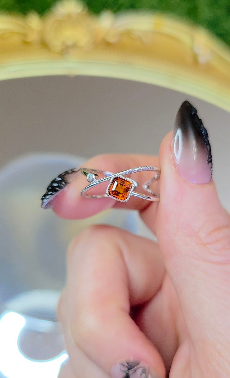 Fanta Garnet Infinity Ring