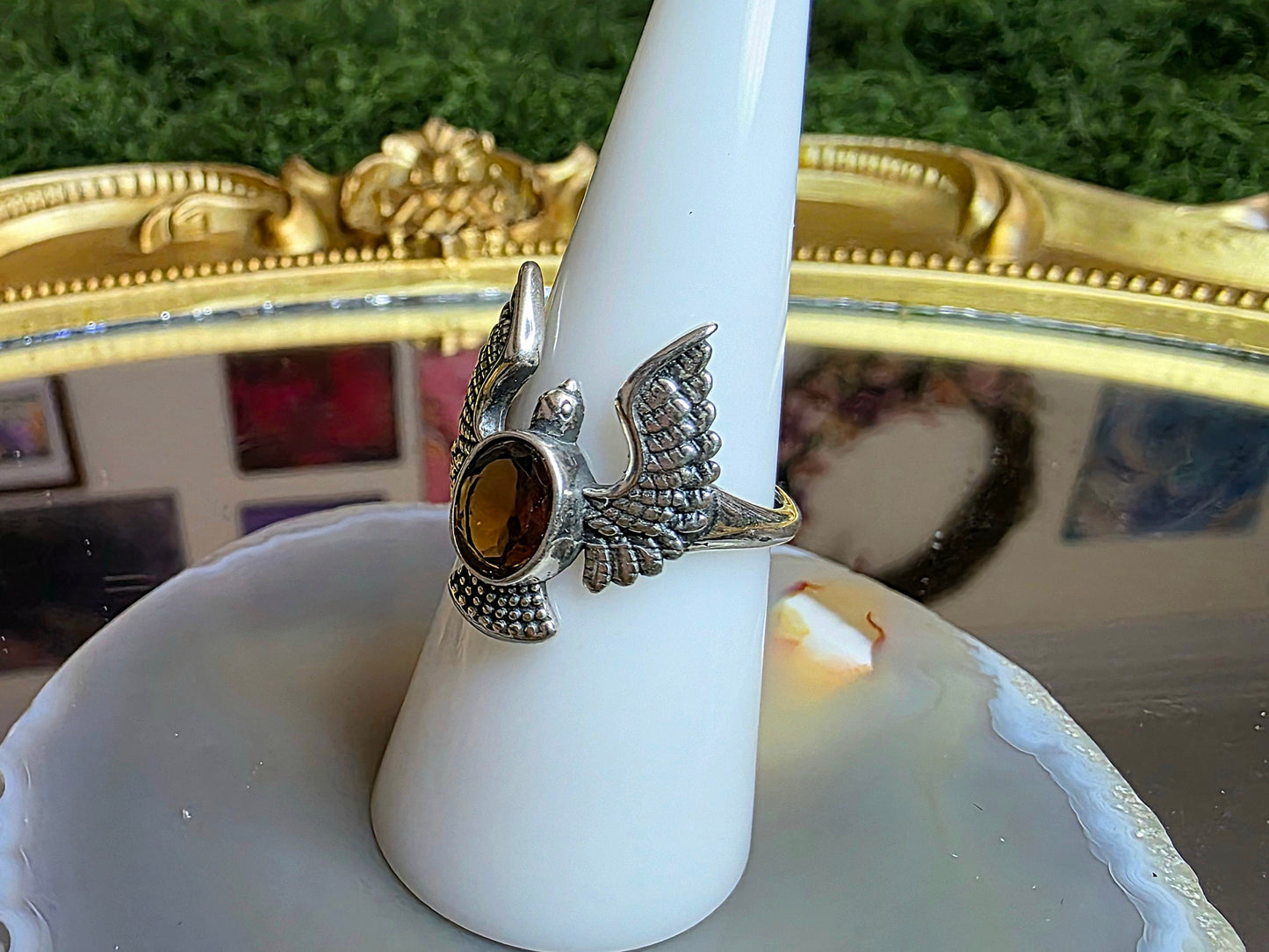 Fanta Garnet Bird Ring