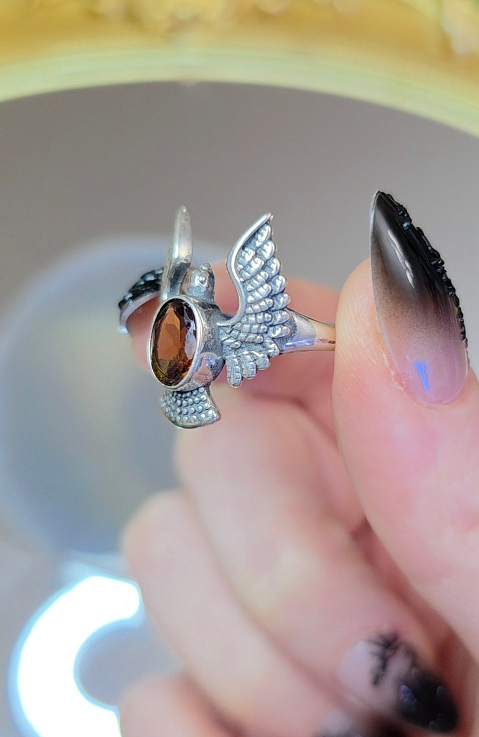 Fanta Garnet Bird Ring