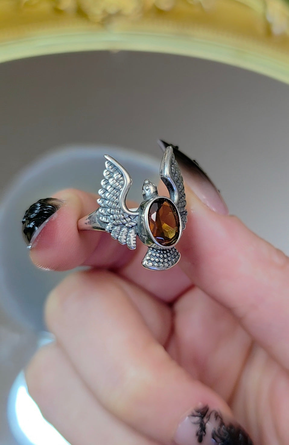 Fanta Garnet Bird Ring