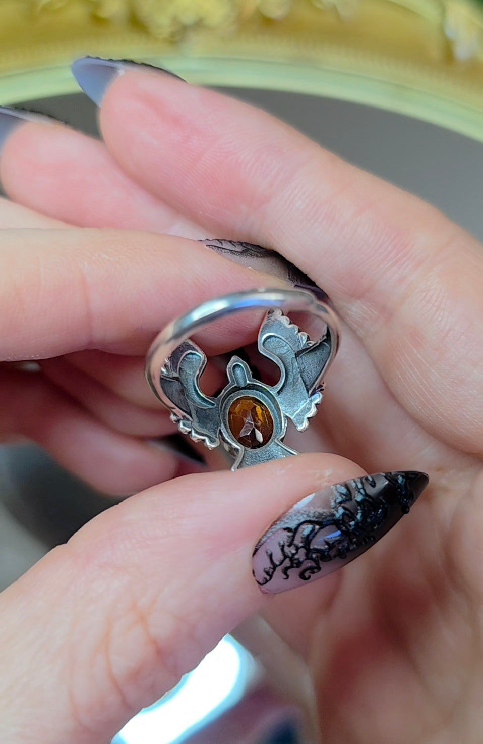 Fanta Garnet Bird Ring