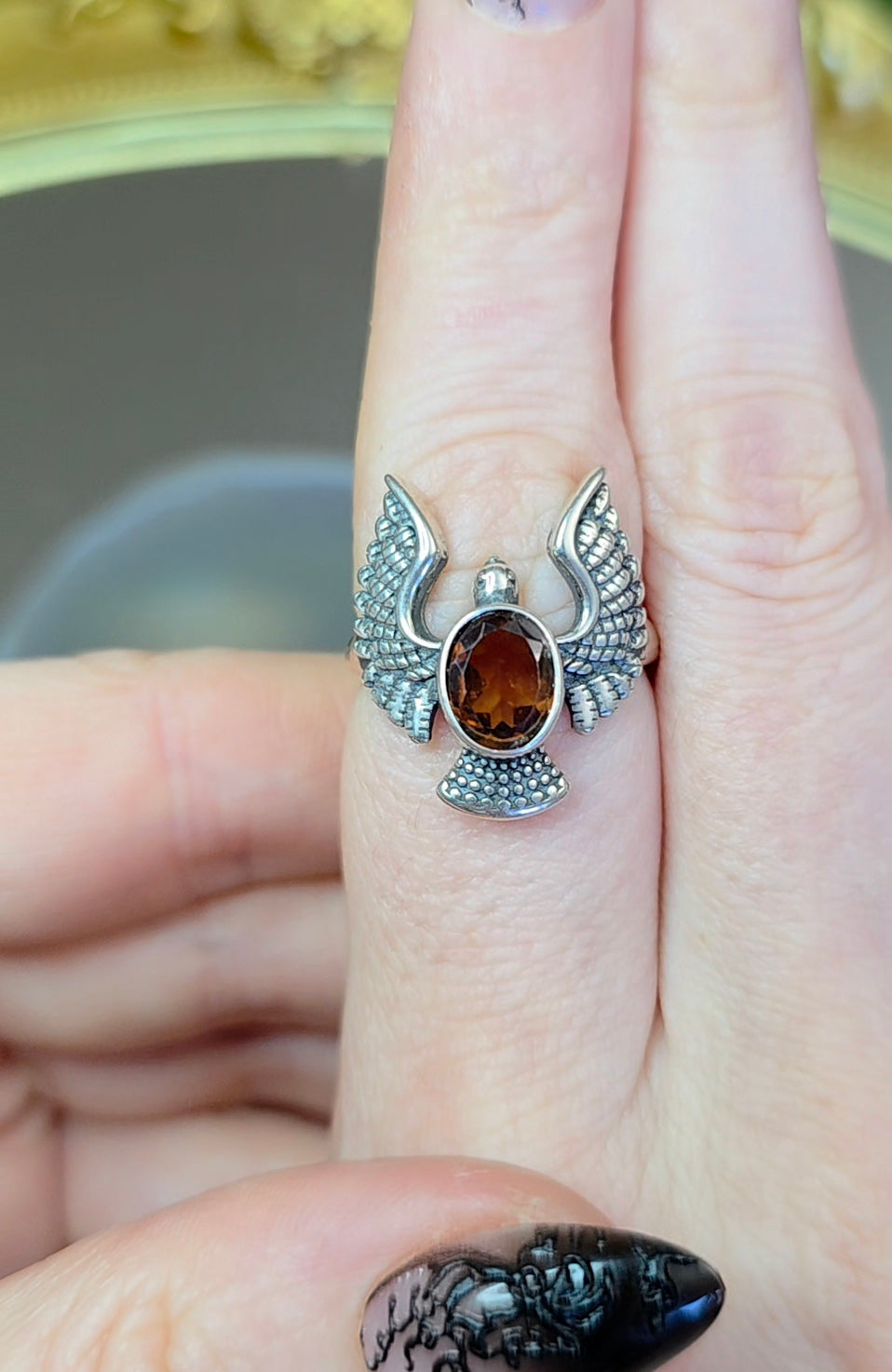 Fanta Garnet Bird Ring