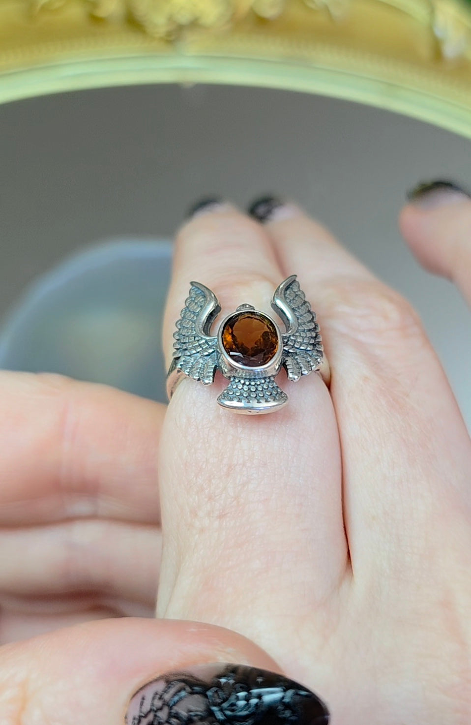 Fanta Garnet Bird Ring