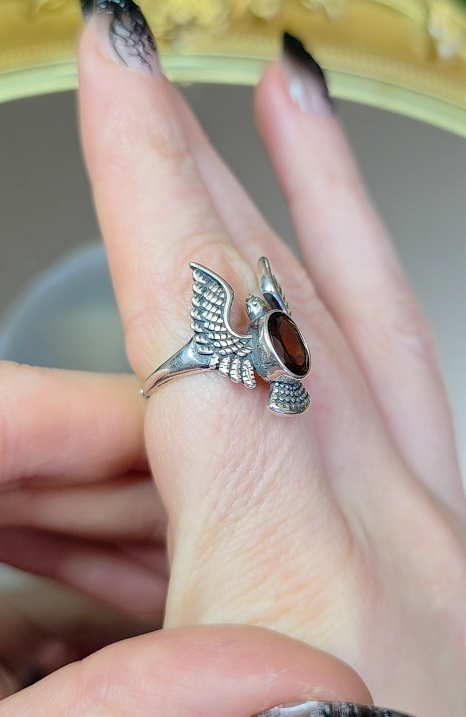 Fanta Garnet Bird Ring