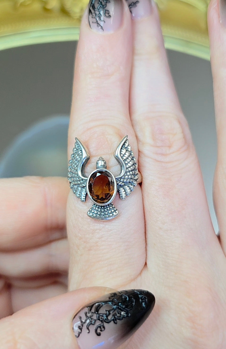 Fanta Garnet Bird Ring