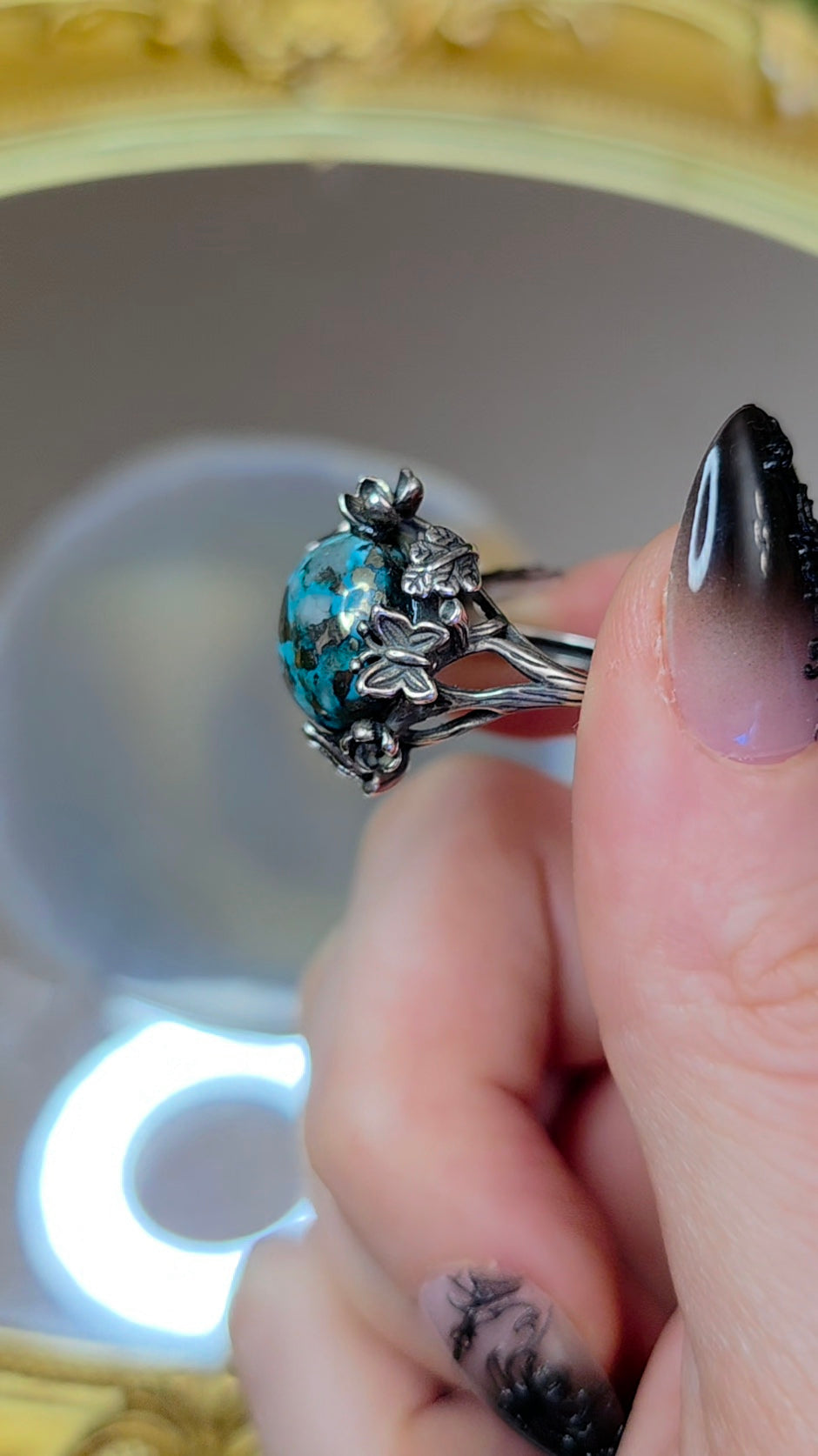 Turquoise and Pyrite Ring
