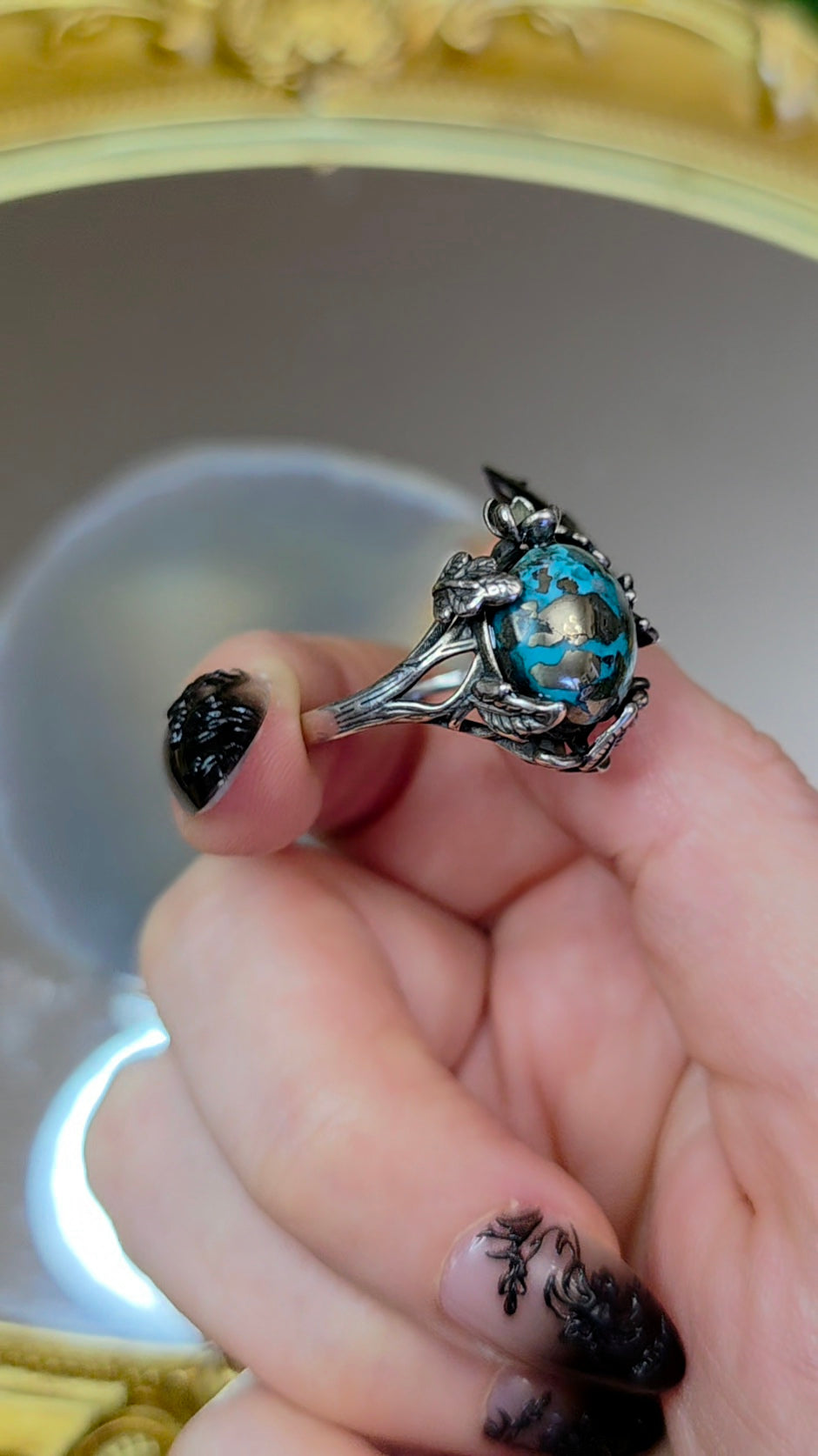 Turquoise and Pyrite Ring