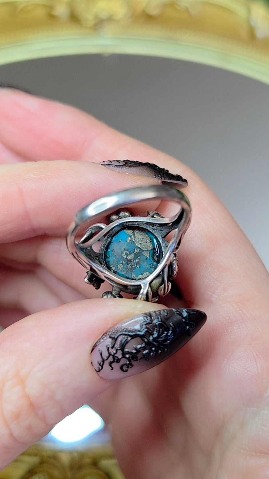Turquoise and Pyrite Ring