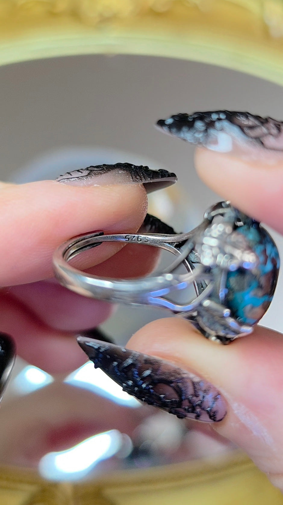 Turquoise and Pyrite Ring