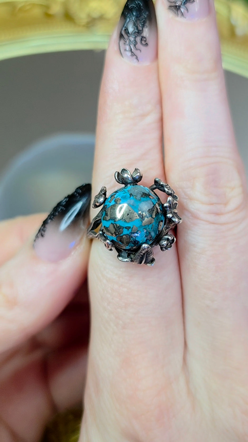 Turquoise and Pyrite Ring
