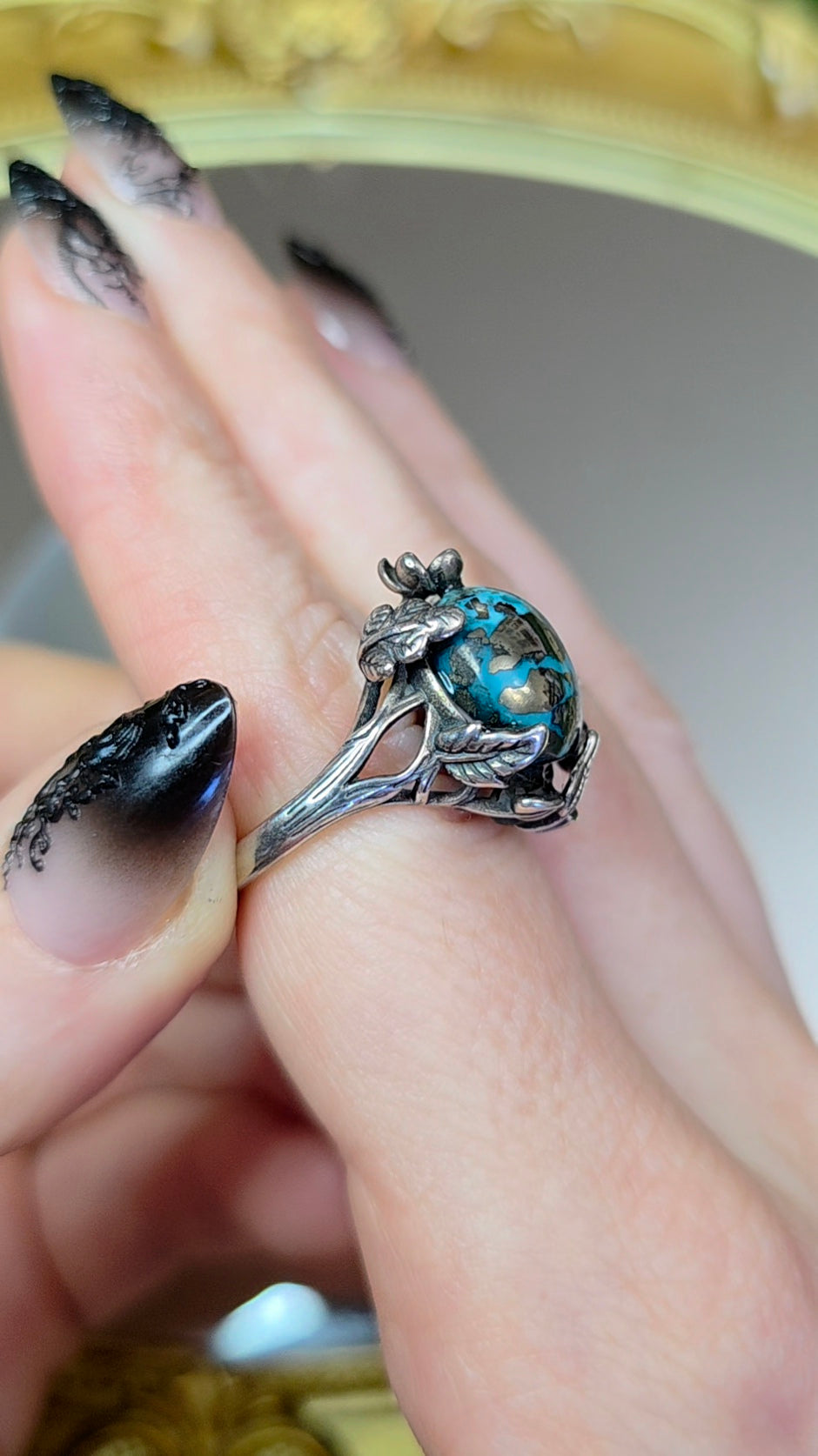 Turquoise and Pyrite Ring