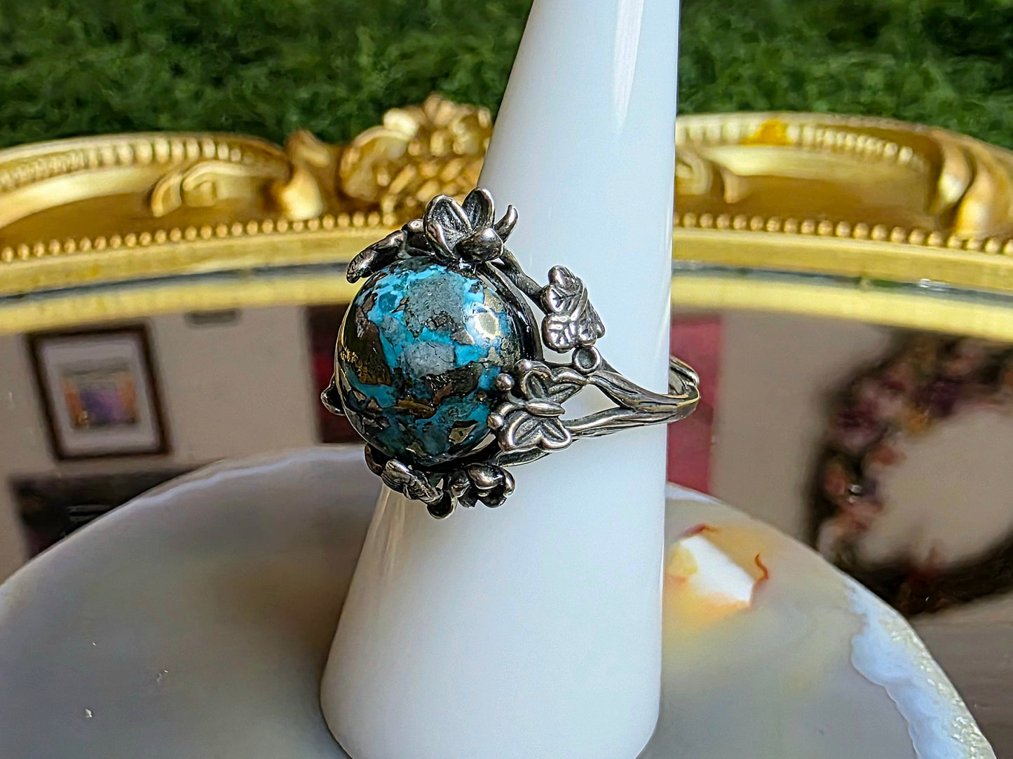 Turquoise and Pyrite Ring