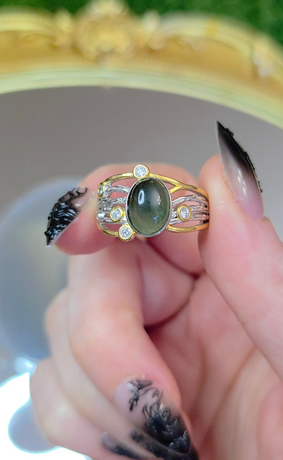 Green Rutile Quartz Ring