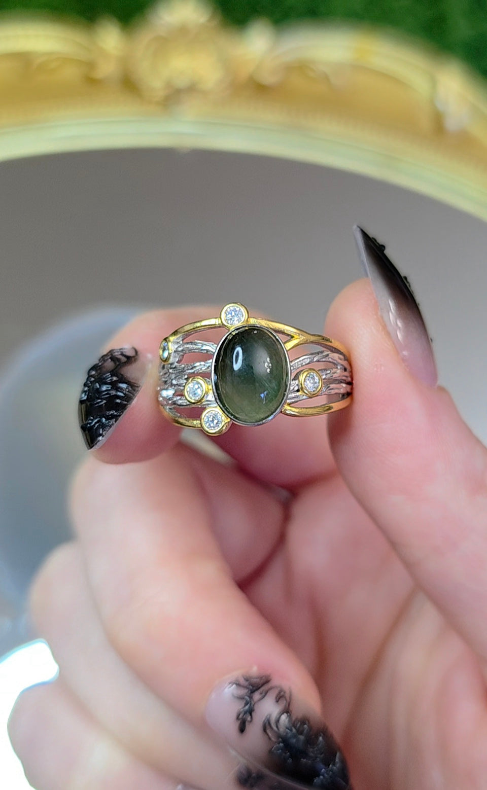 Green Rutile Quartz Ring