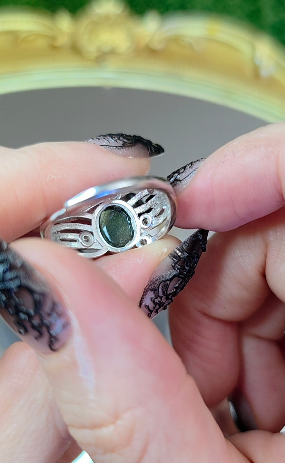 Green Rutile Quartz Ring