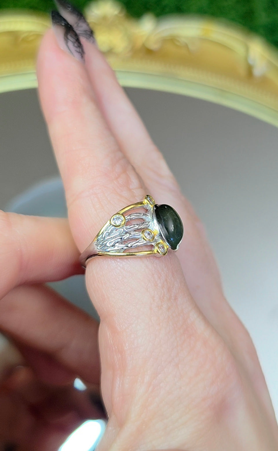 Green Rutile Quartz Ring