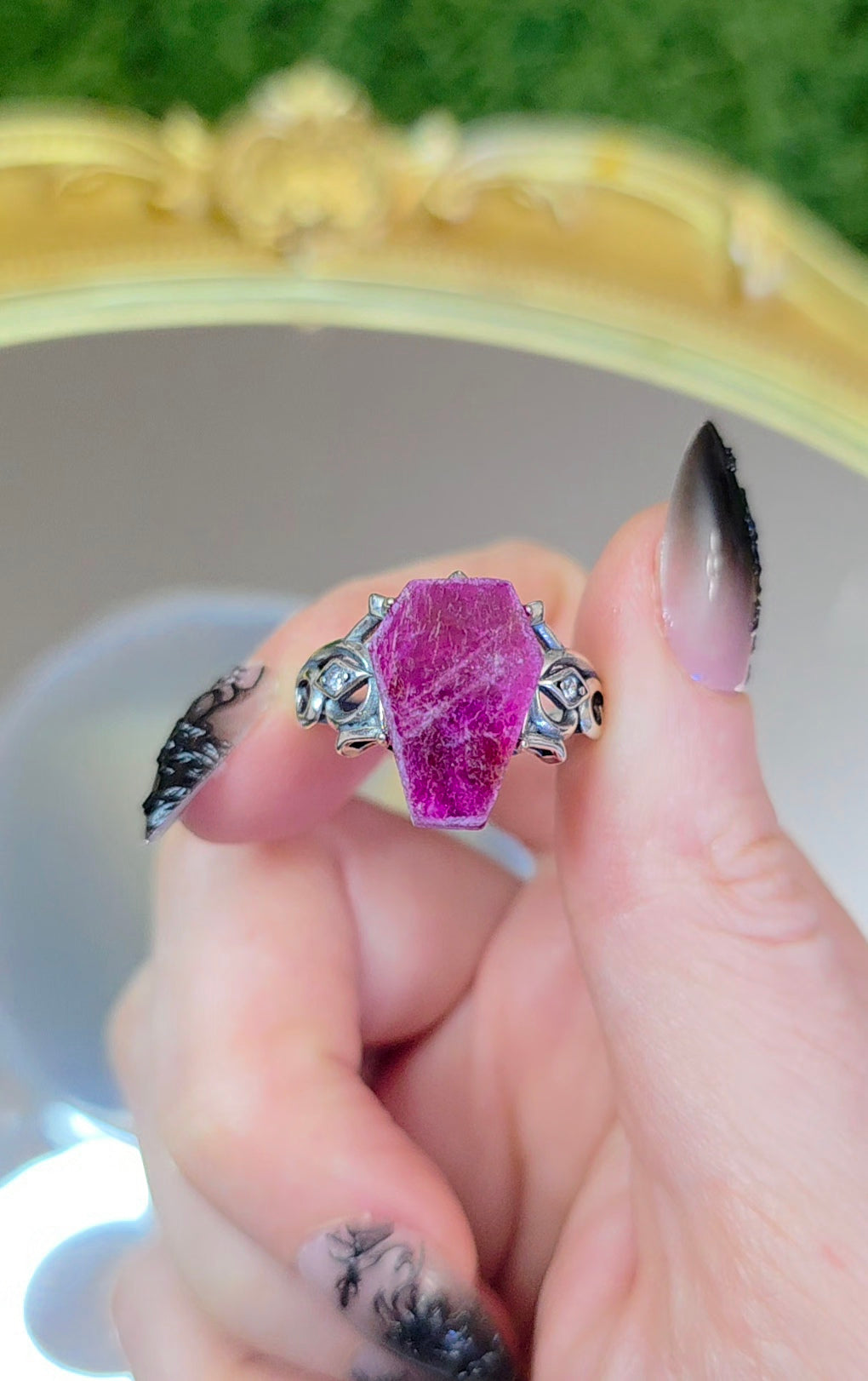 Record Jeeper Ruby Coffin Ring
