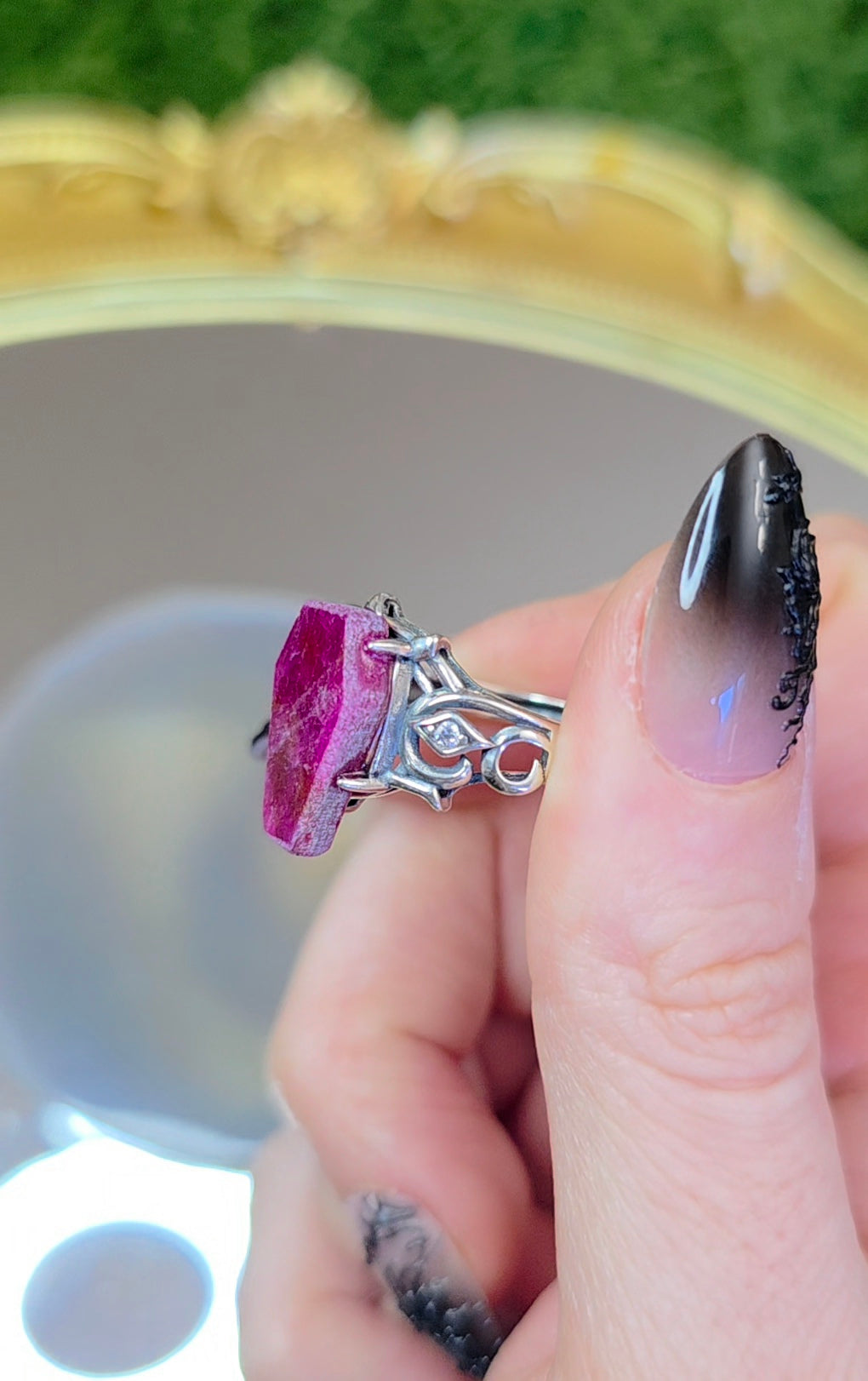 Record Jeeper Ruby Coffin Ring