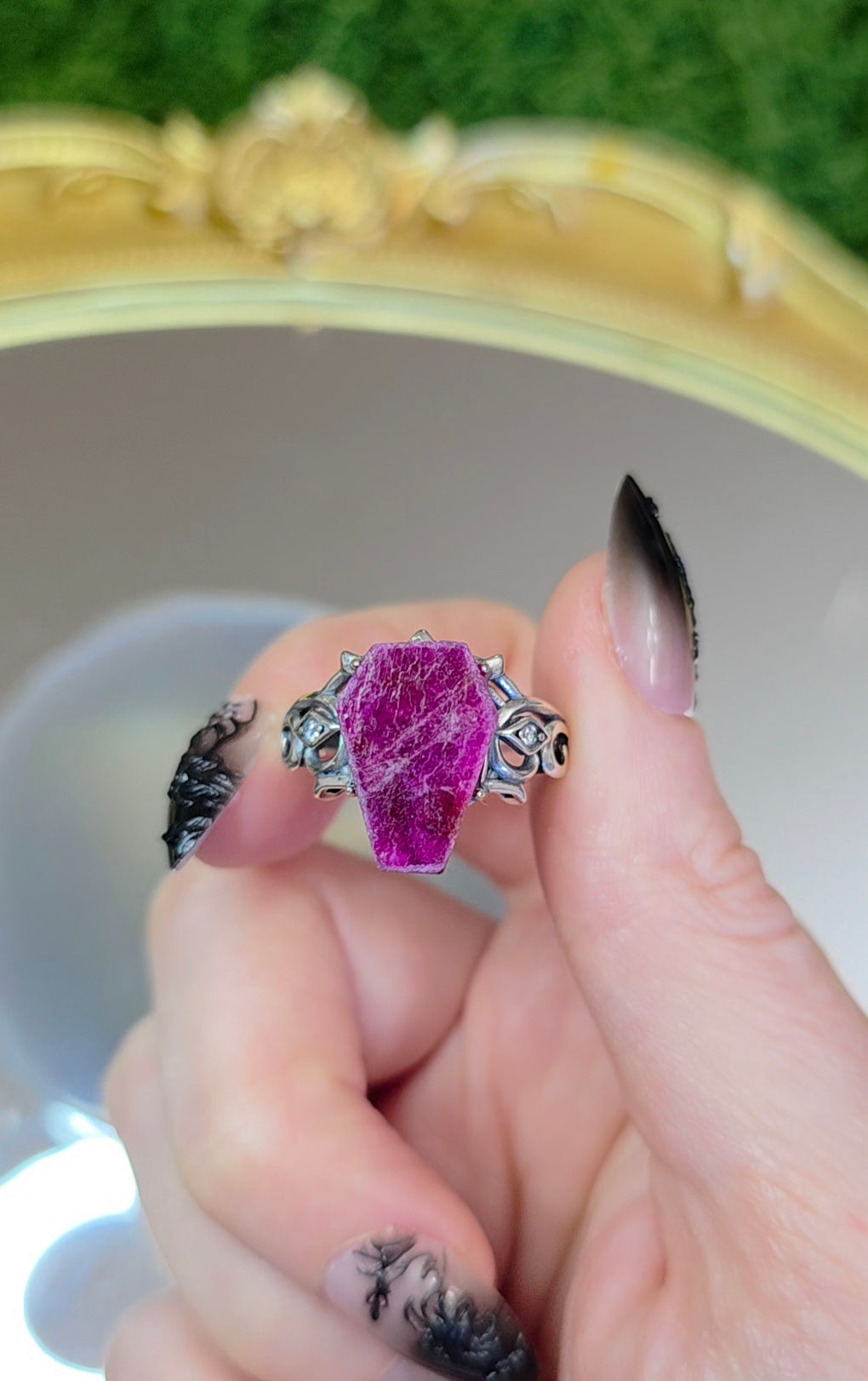 Record Jeeper Ruby Coffin Ring