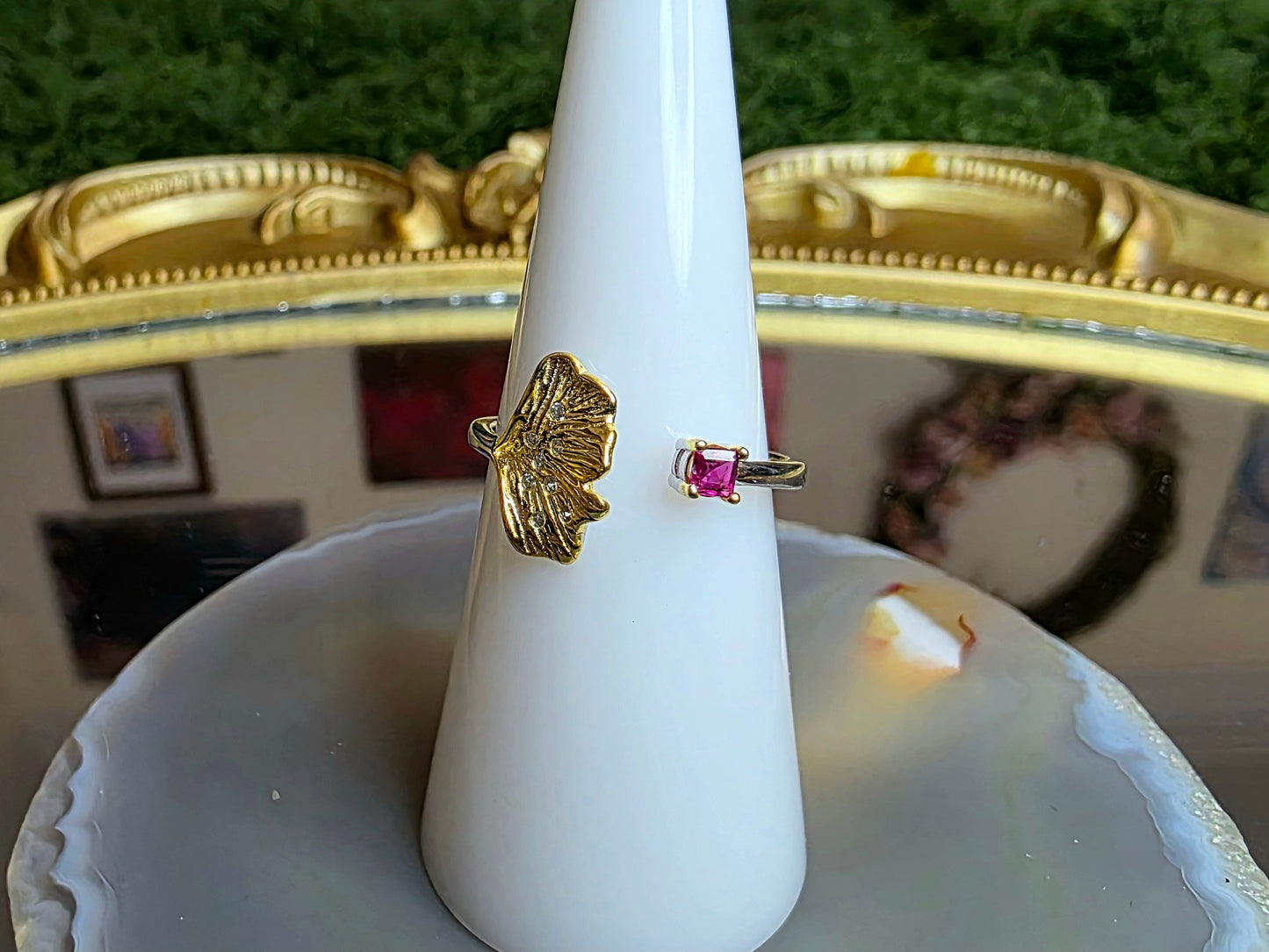 Ruby Ginko Leaf Ring
