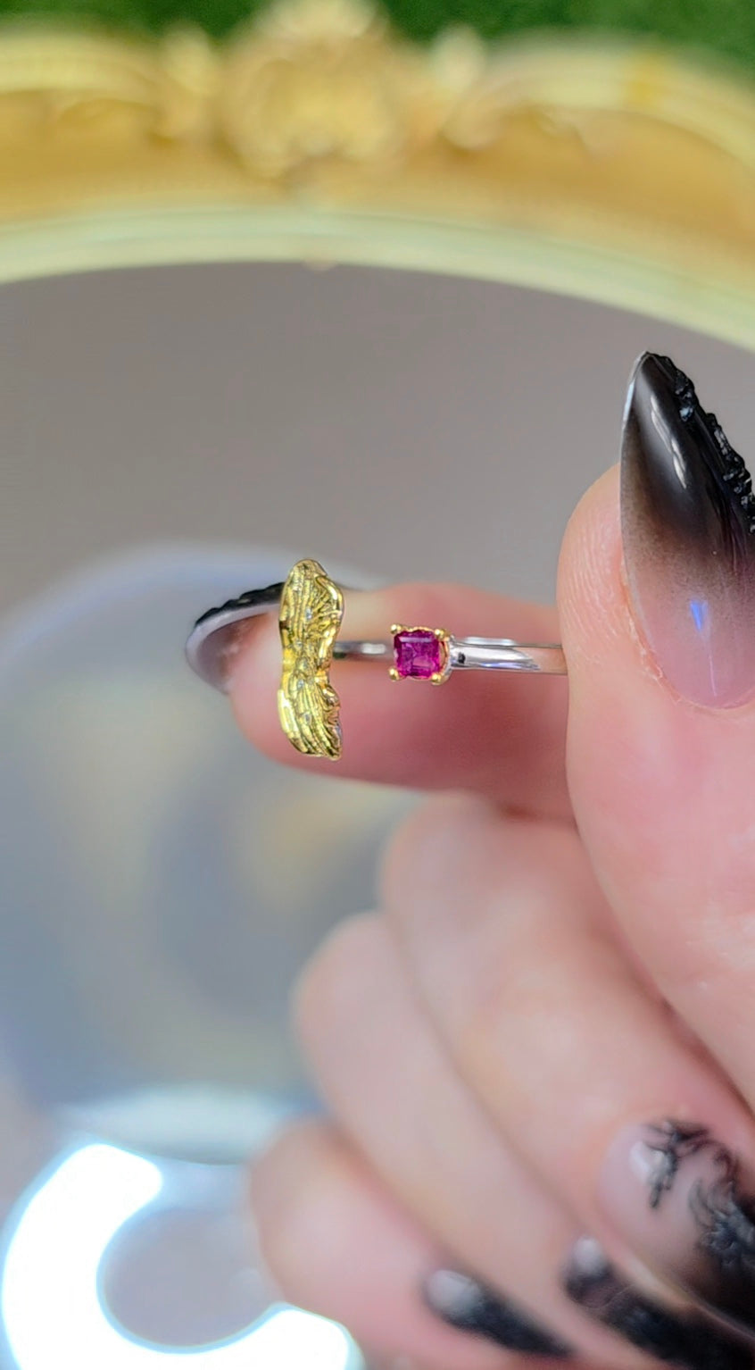 Ruby Ginko Leaf Ring