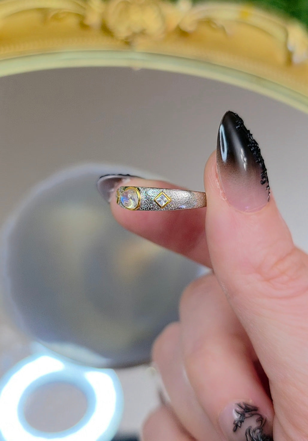 Rainbow Moonstone Stacking Ring