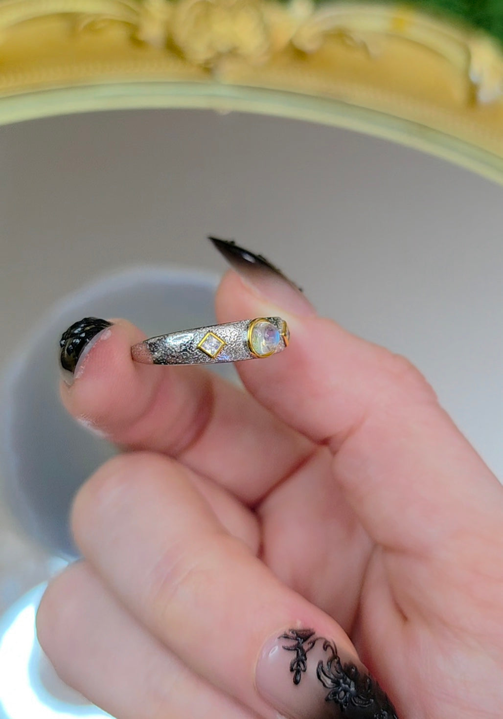 Rainbow Moonstone Stacking Ring