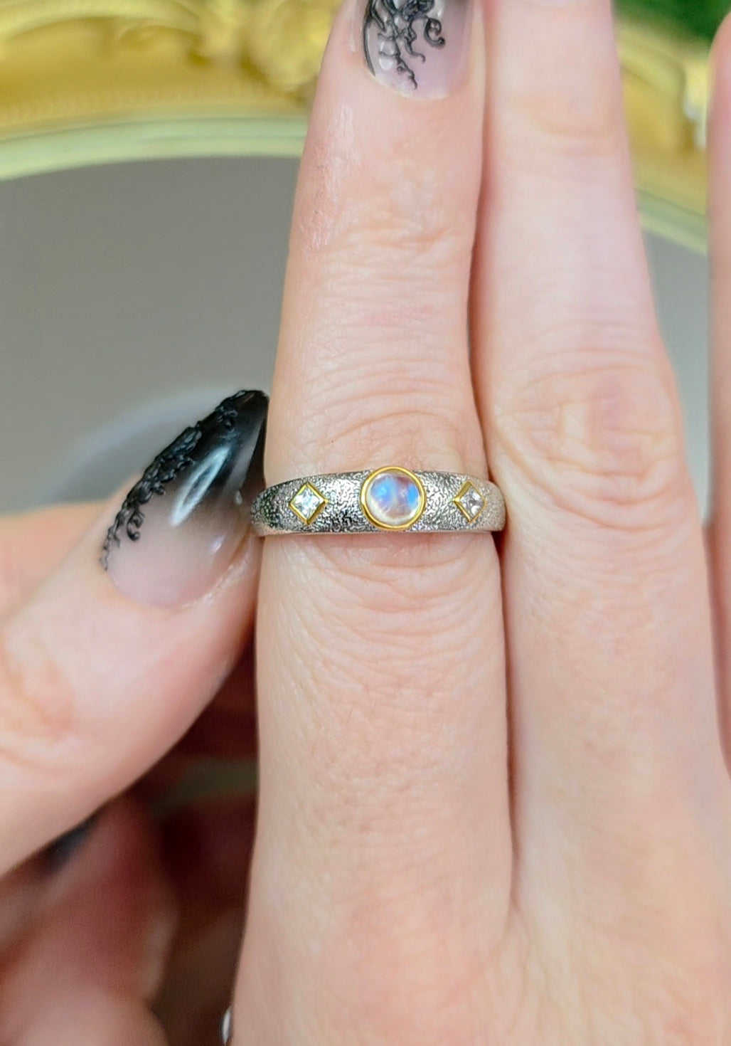 Rainbow Moonstone Stacking Ring