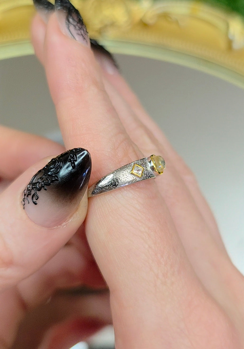 Rainbow Moonstone Stacking Ring