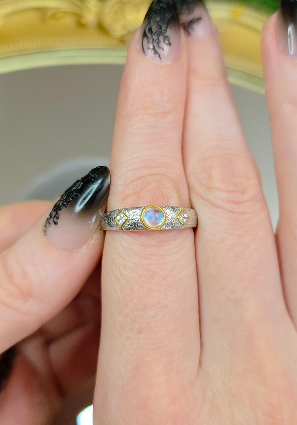 Rainbow Moonstone Stacking Ring