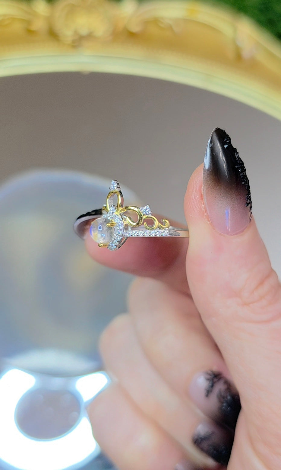 Rainbow Moonstone Tiara Ring A