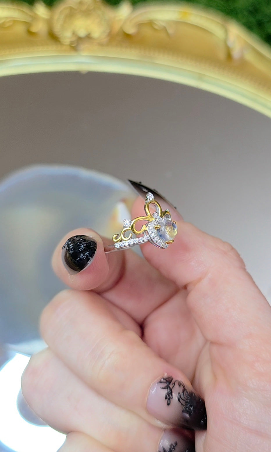 Rainbow Moonstone Tiara Ring A