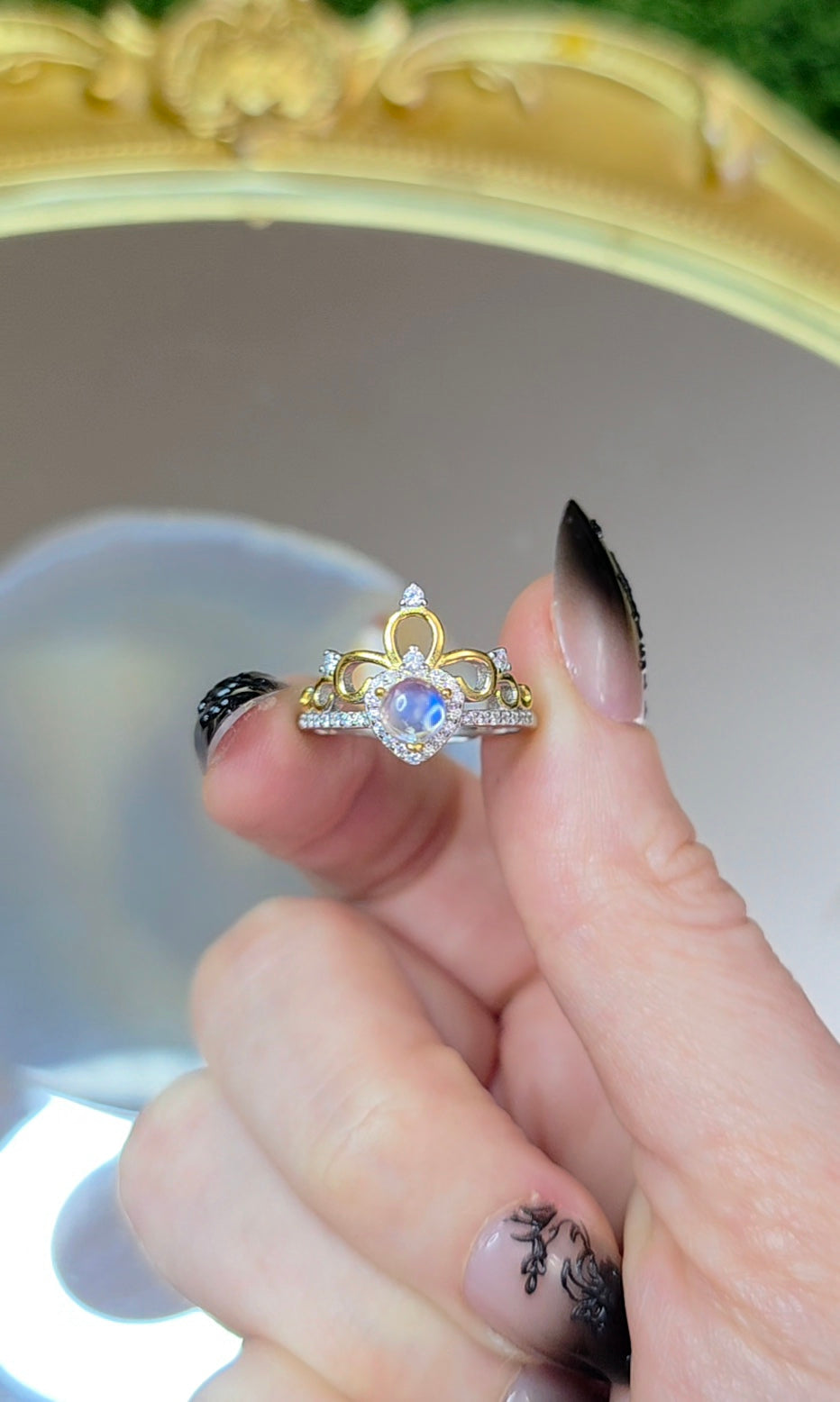 Rainbow Moonstone Tiara Ring A