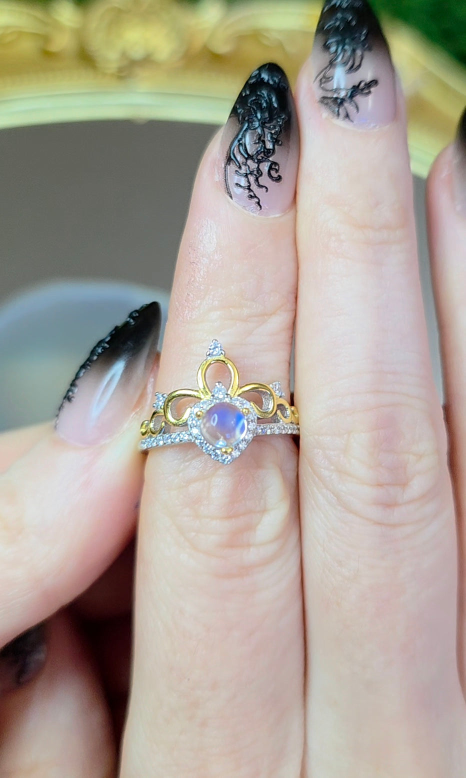 Rainbow Moonstone Tiara Ring A