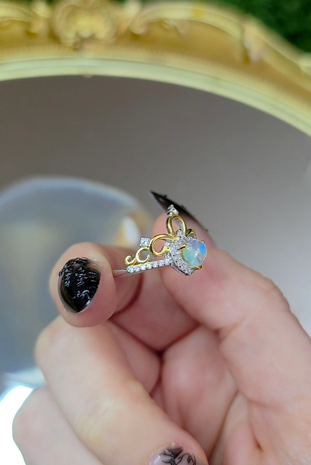 Rainbow Moonstone Tiara Ring B