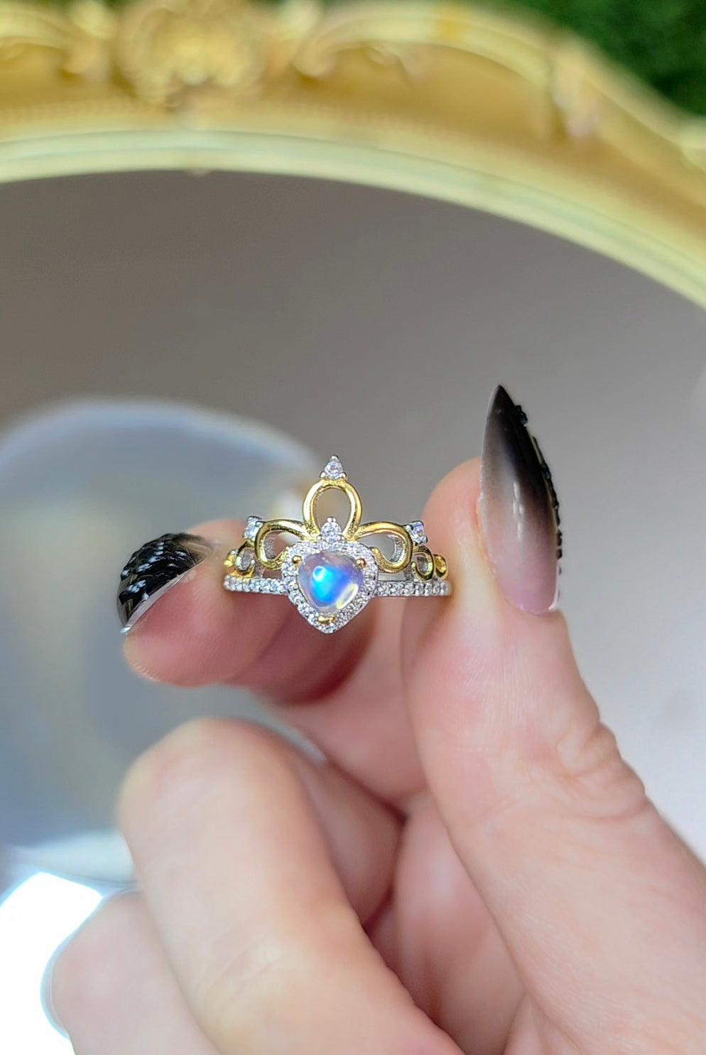 Rainbow Moonstone Tiara Ring B