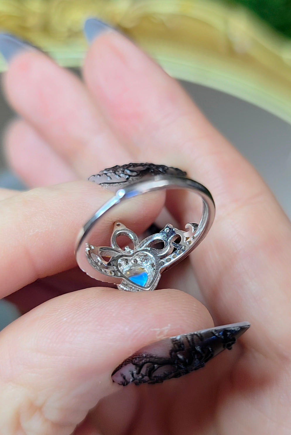Rainbow Moonstone Tiara Ring B