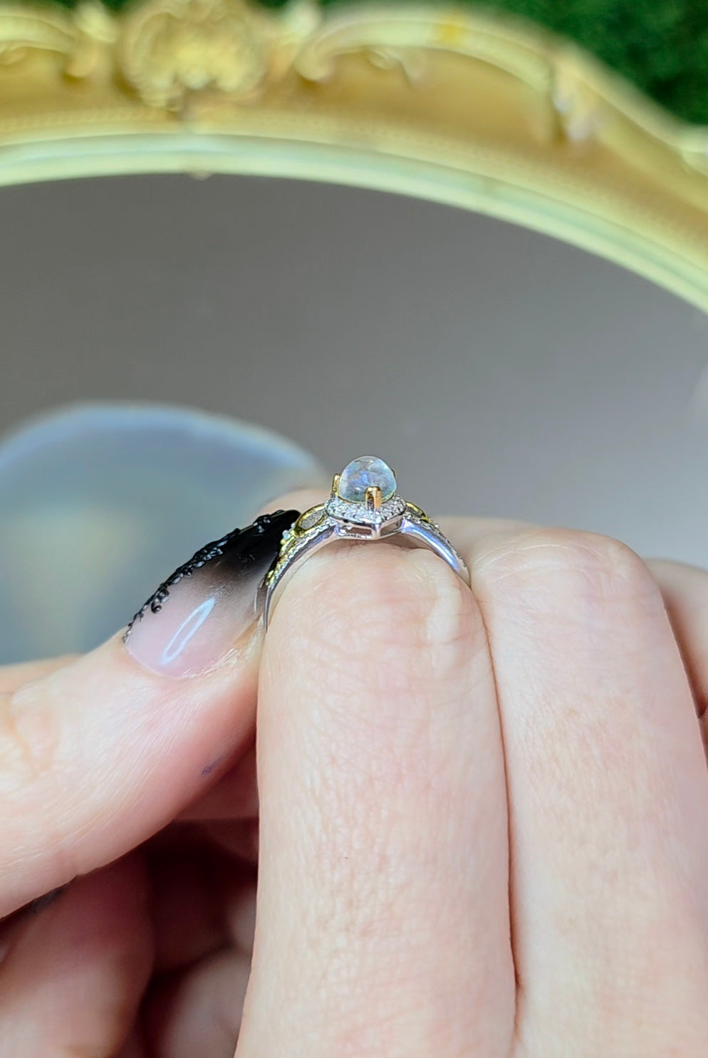 Rainbow Moonstone Tiara Ring B