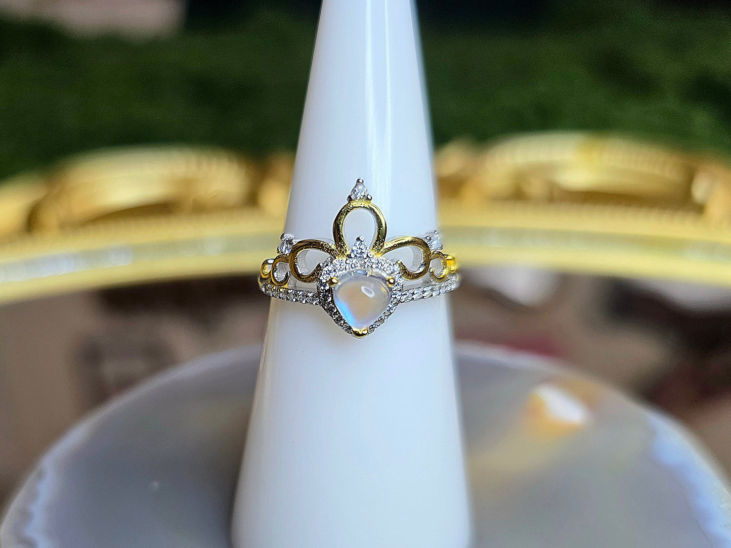 Rainbow Moonstone Tiara Ring B