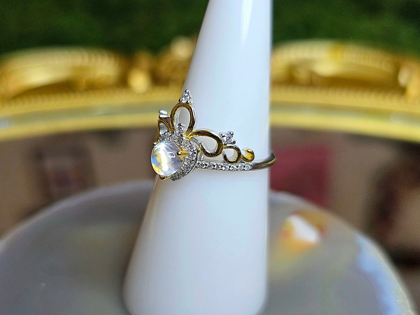 Rainbow Moonstone Tiara Ring B
