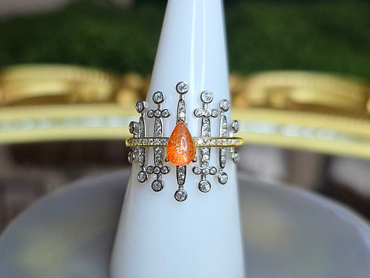 Golden Sunstone Blades Ring A