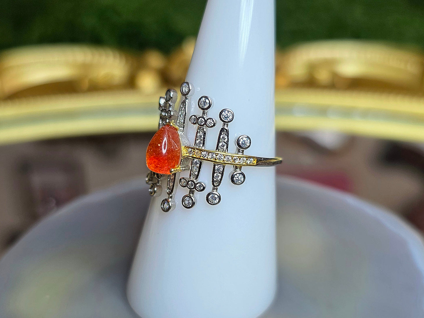 Golden Sunstone Blades Ring A