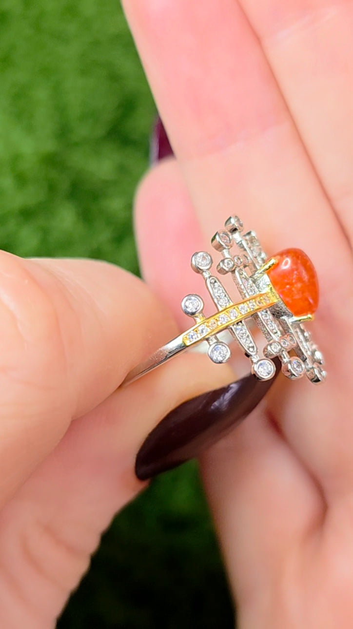 Golden Sunstone Blades Ring A